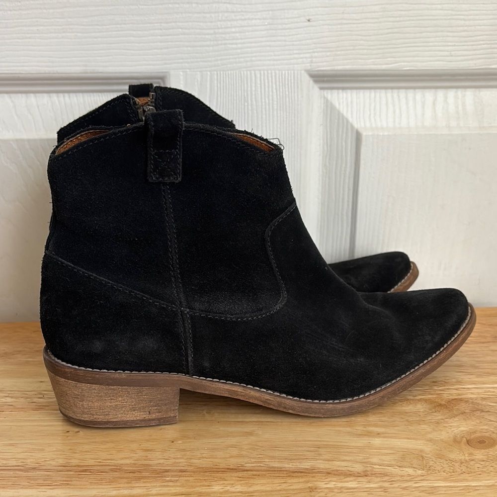 Madewell The Barnwood 1937 Western Black Suede Bootie size 8 leather upper
